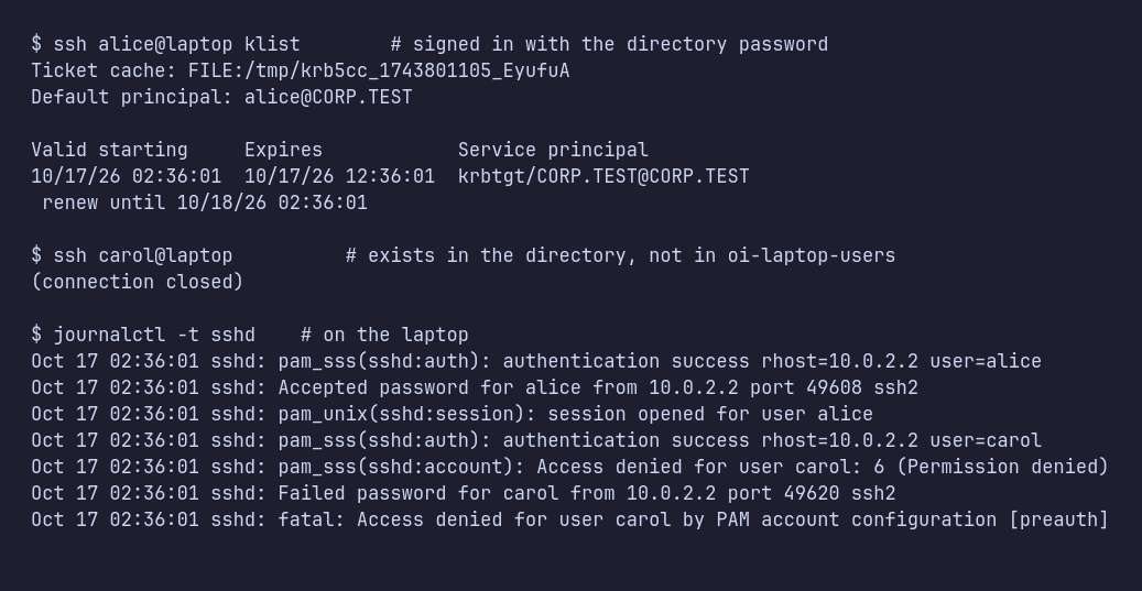 Directory sign-in and policy denial