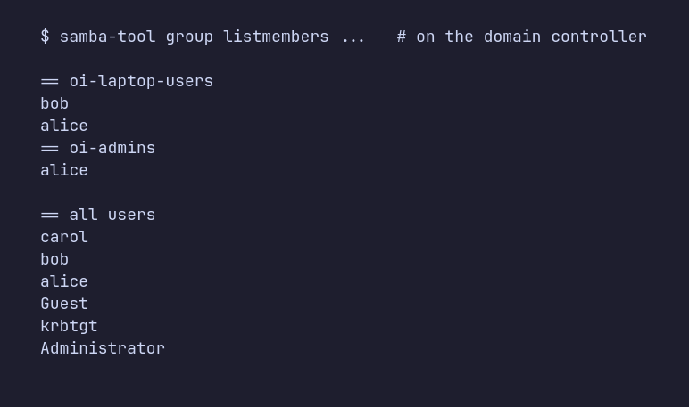 Group membership in the directory