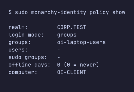 policy show output